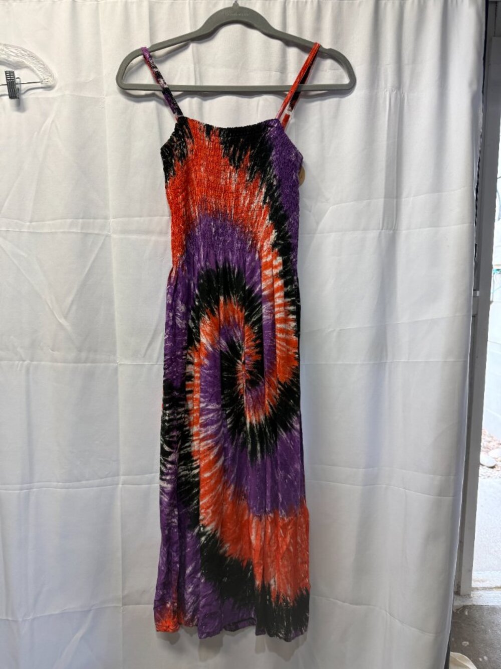Adjustable Strap Tie-Dye Rayon Summer Hippie Dress
